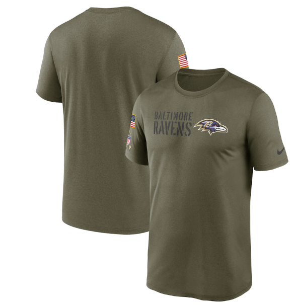Men's Baltimore Ravens Olive 2022 Salute to Service Legend Team T-Shirt Men's Baltimore Ravens Olive 2022 Salute to Service Legend Team T-Shirt